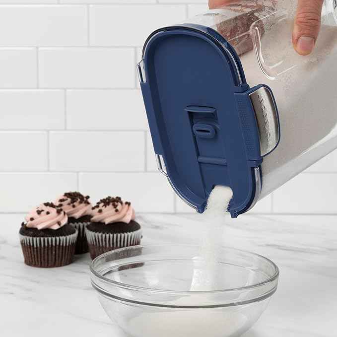 ProKeeper+ Airtight Food Storage Container Set – Clear Plastic Flour and Sugar Canister Set with Magnetic Accessories for Kitchen Organization (Navy, 9-Piece)