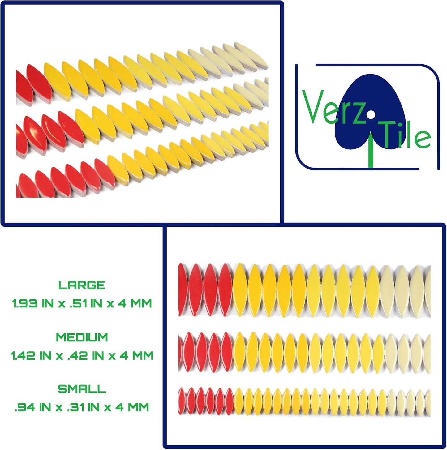 VerzTile Mosaic Tiles for Crafts - Petal Shaped Ceramic Tile Craft Hobbies & Art Projects 39 Color Options Endless Creativity DIY Design (Red & Yellows Mix)