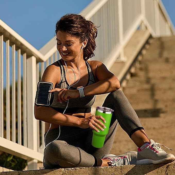 40 oz Tumbler with Lids and Straws Double Wall Vacuum Insulated Tumbler Cup,Stainless Steel Leak-proof Thermal Tumbler Powder Coated Travel Coffee Mug for Cold and Hot Drinks,Avocado Green