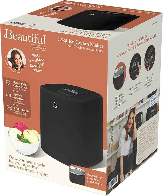 1.5 Quart Ice Cream Maker with Touch Control Panel, Freezer Bowl Design, Compact Electric Machine for Homemade Frozen Desserts, Gelato & Sorbet (Black Sesame)