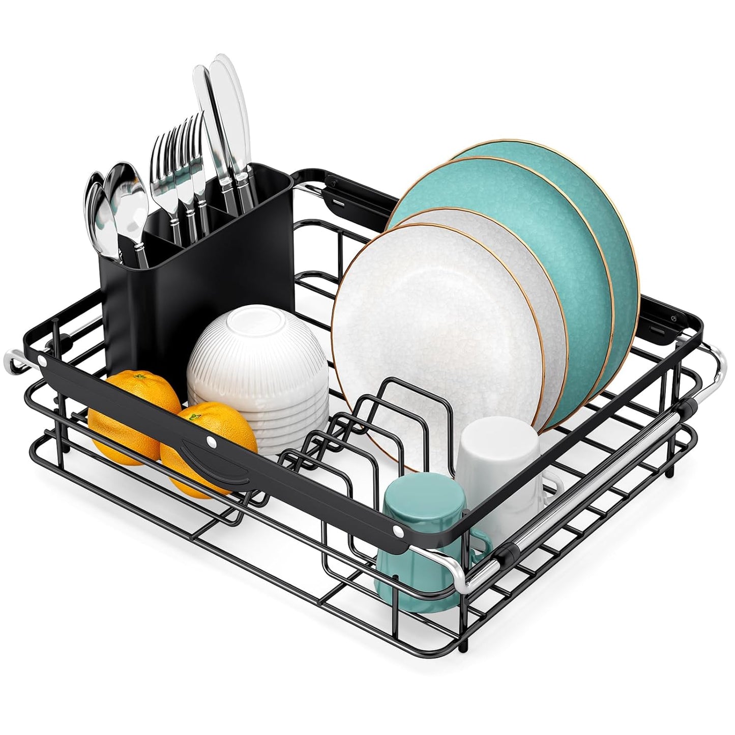 Over the Sink Dish Drying Rack,In Sink Dish Drying Racks,Expandable Dish Rack Over Sink Counter,Adjustable Dish Drainer for Inside Sink with Utensil Holder, Stainless Steel Dish Strainer Large Size