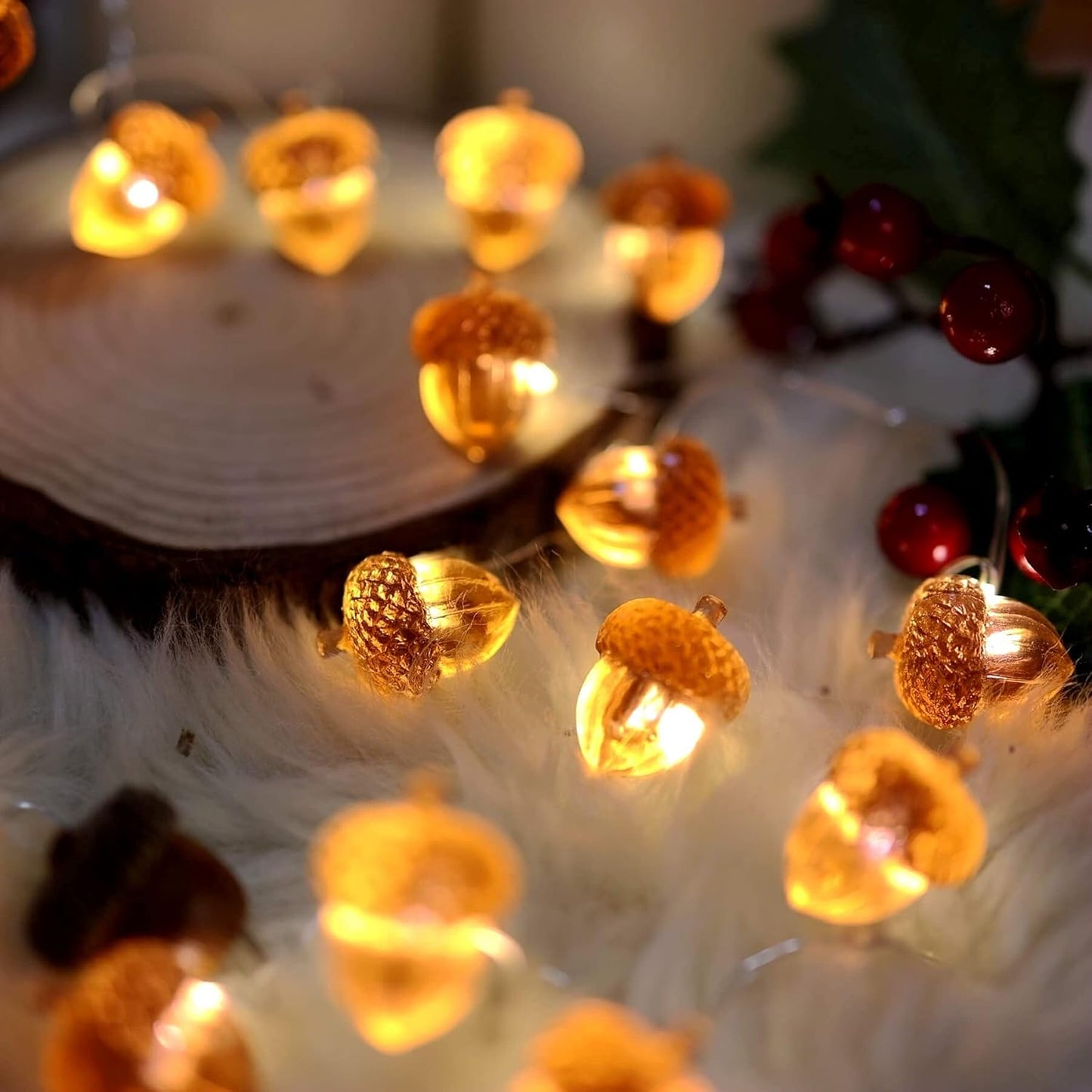 Decorative Fairy Acorn String Lights Thanksgiving Decoration Autumn Garland Cute Novelty Lights 30 LEDs 10 ft Battery Operated for Bedroom Wedding Birthday Harvest Decor