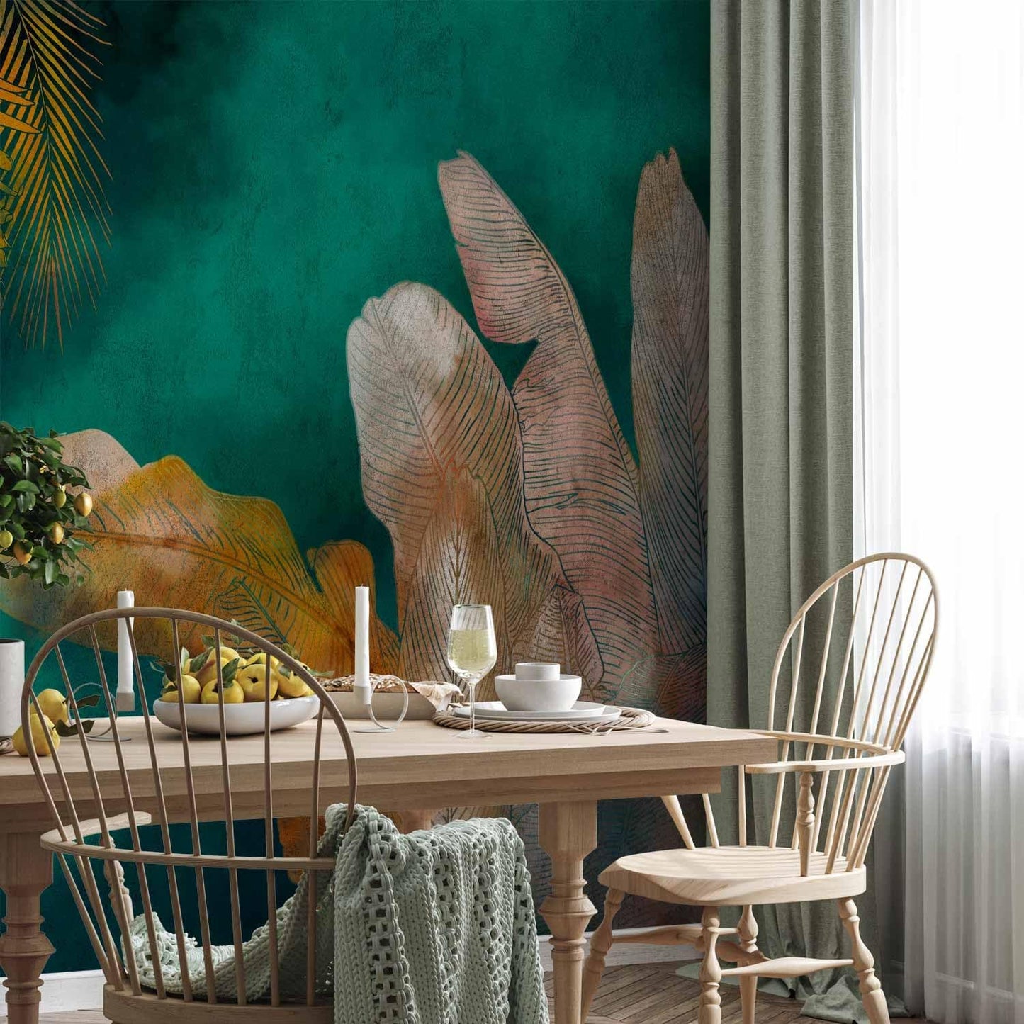 artgeist Premium Wall Mural Jungle 98x69 in - XXL Non-Woven Wallpaper Fleece Wall Decor Photo Print Picture Image Design Leaves Green Yellow Nature b-A-0825-a-a