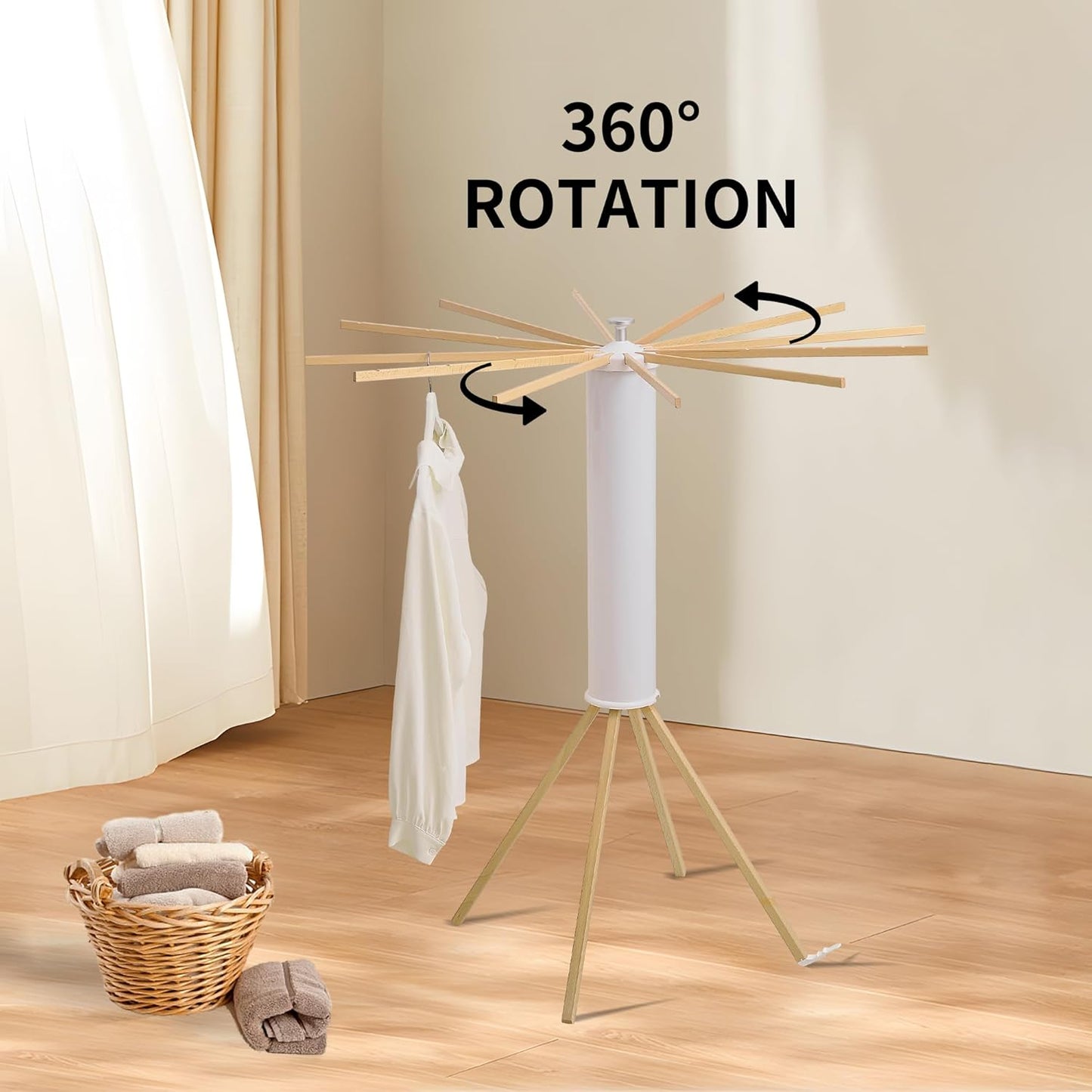 Clothes Drying Rack 4 Legs,Laundry Hanger Dryer Rack,Portable Drying Rack,Foldable Drying Rack-Drying Rack Clothing Laundry Bedroom Household Wooden-12rods - Lumora Casa