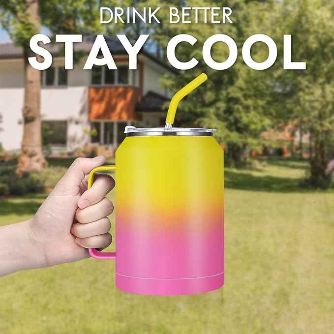 Zenbo 50 oz Mug Tumbler – Stainless Steel Vacuum Insulated Mug with Handle,Lid and Straw,Keeps Drinks Cold up to 36 Hours – Sweat-Proof Body, Dishwasher Safe
