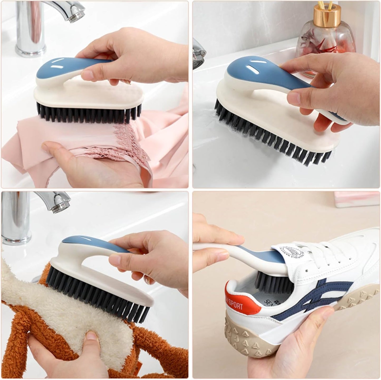 Soft Bristle Scrub Cleaning Brush Stain Remover Brush Fabric Cleaning Brush Laundry Brush Small Scrub Brush Cleaner Household Cleaning Brushes for Carpet, Clothes, Bathroom,Sneaker-2 Pack (Orange)