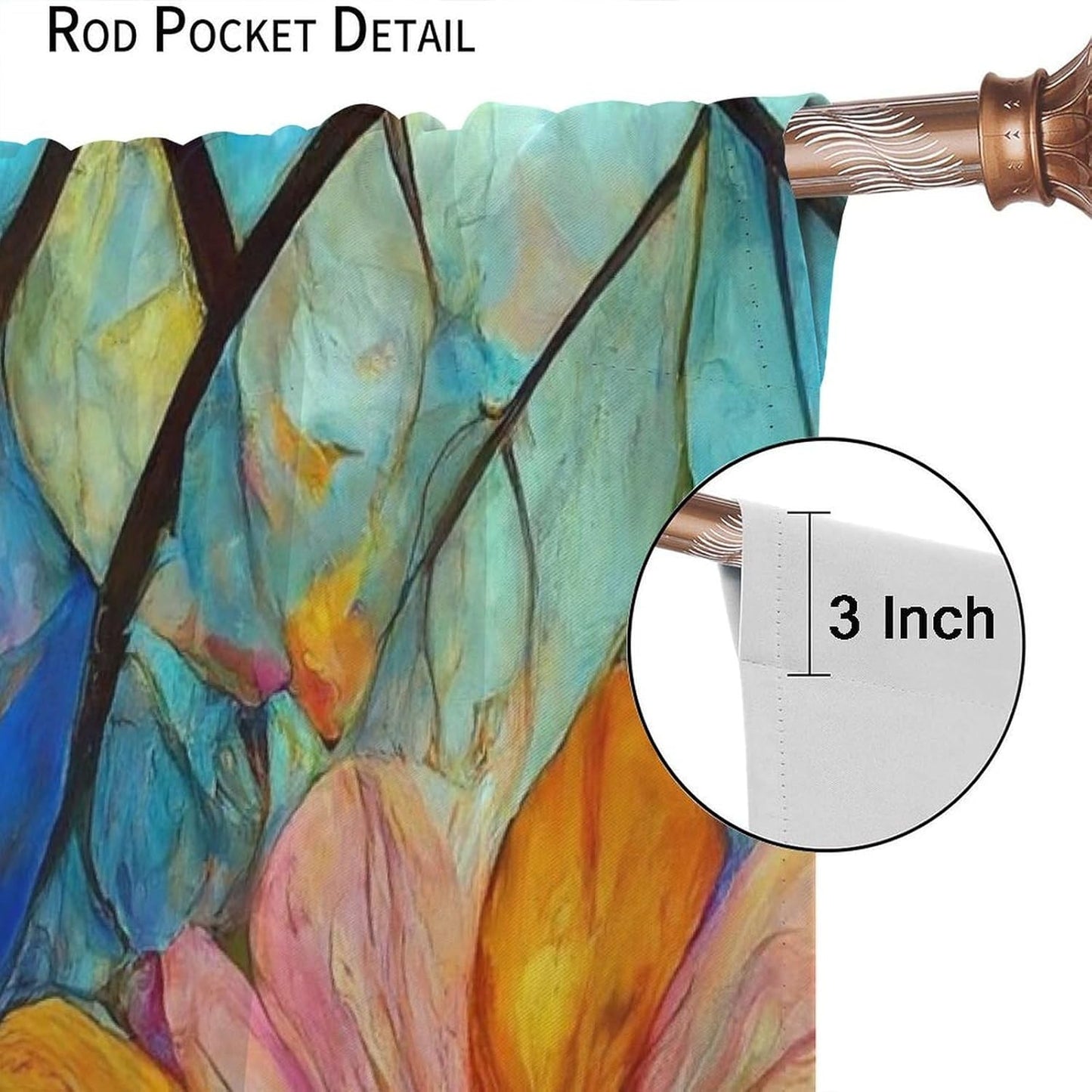 Stained Glass Curtains,Magic Forest Colorful Flowers Abstract Art Home Decor Drapes for Bedroom Living Room Kitchen Window Treatment 2 Panels Set Total Size 42" W X 45" L Inch