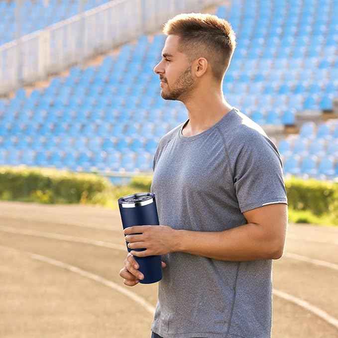 40 oz Tumbler with Lids and Straws Double Wall Vacuum Insulated Tumbler Cup,Stainless Steel Leak-proof Thermal Tumbler Powder Coated Travel Coffee Mug for Cold and Hot Drinks,Navy Blue
