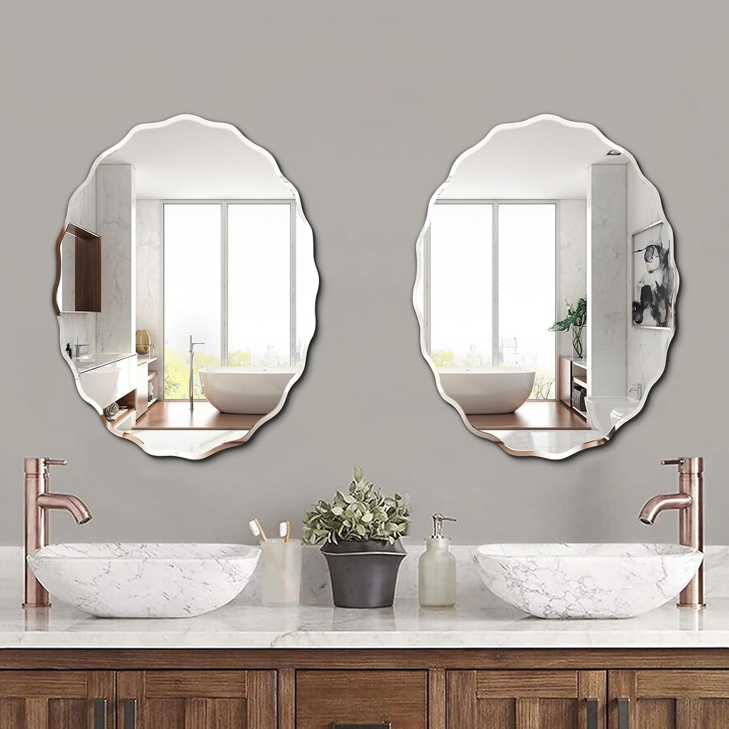 Pregaspor 20x28 Inch Frameless Oval Wall Mirror for Bathroom Sink, Minimalist Bathroom Vanity Mirror with Beveled Edge, Modern Mirrors for Wall Decor Living Room Entryway Bedroom