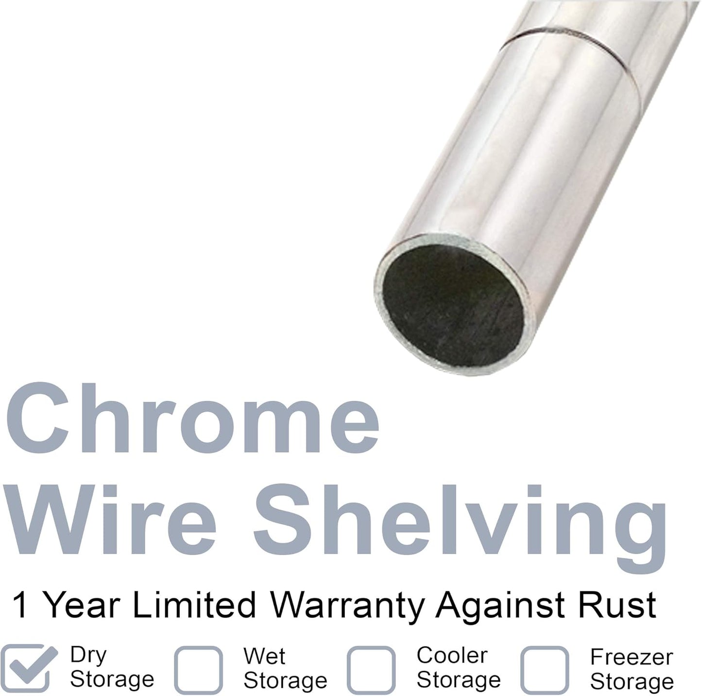 Nexel - 18" x 72" x 86", 5 Tier, NSF Listed Adjustable Wire Shelving, Unit Commercial Storage Rack, Chrome, Leveling feet