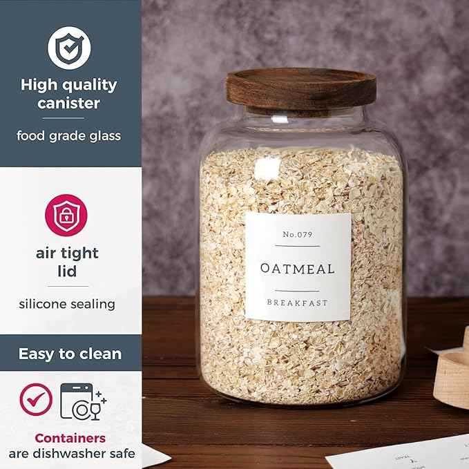 CZSZYGHBAO 2 PCS Large Glass Jar with Airtight Lid, Glass Food Storage Jars for Tea,Spice,Cereal, Egg,Flour,Coffee and More(70 FL OZ/2000 ml)