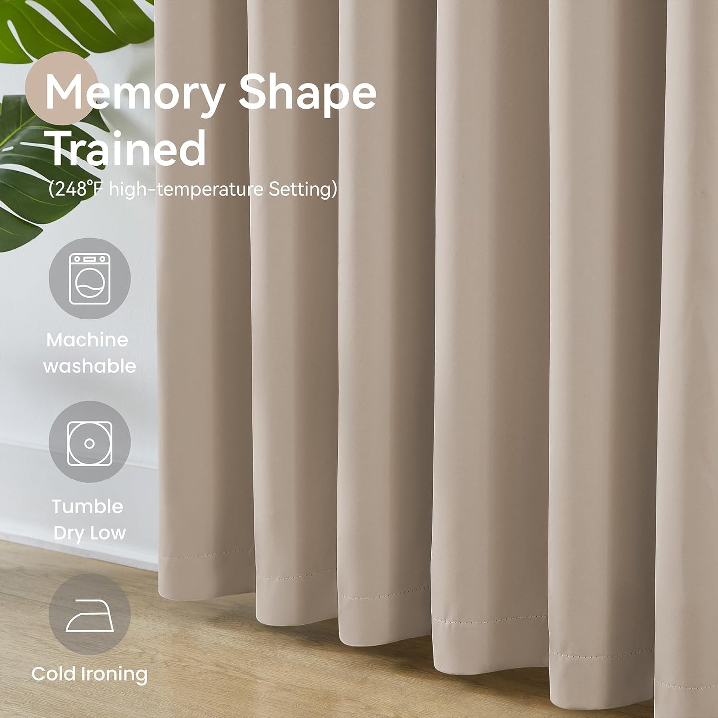 KangBang Pinch Pleated 120 Inch Blackout Curtains for Bedroom, Extra Long Thermal Insulated Window Treatment Panels Room Darkening Privacy Assured Drapes for Villa(40Wx120L,2 Panels, Taupe)
