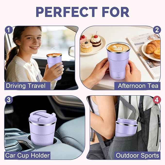 MOMSIV 17oz Travel Mug, Insulated Coffee Cup with Leakproof Lid, Travel Coffee Mug Vacuum Stainless Steel Double Walled Reusable Coffee Cup for Hot and Cold Water Coffee
