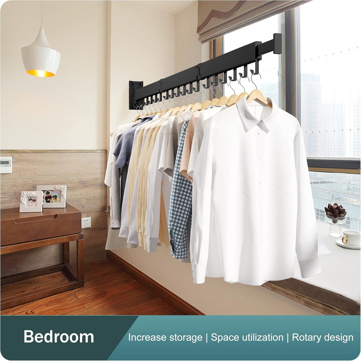 LIENAHU Clothes Drying Rack Wall Mounted,Drying Rack Clothing,Laundry Drying Rack,Wall Mount Clothes Hanger Rack,Laundry Rack Folding,Retractable Clothing Rack,Collapsible Clothes Hanging Rack
