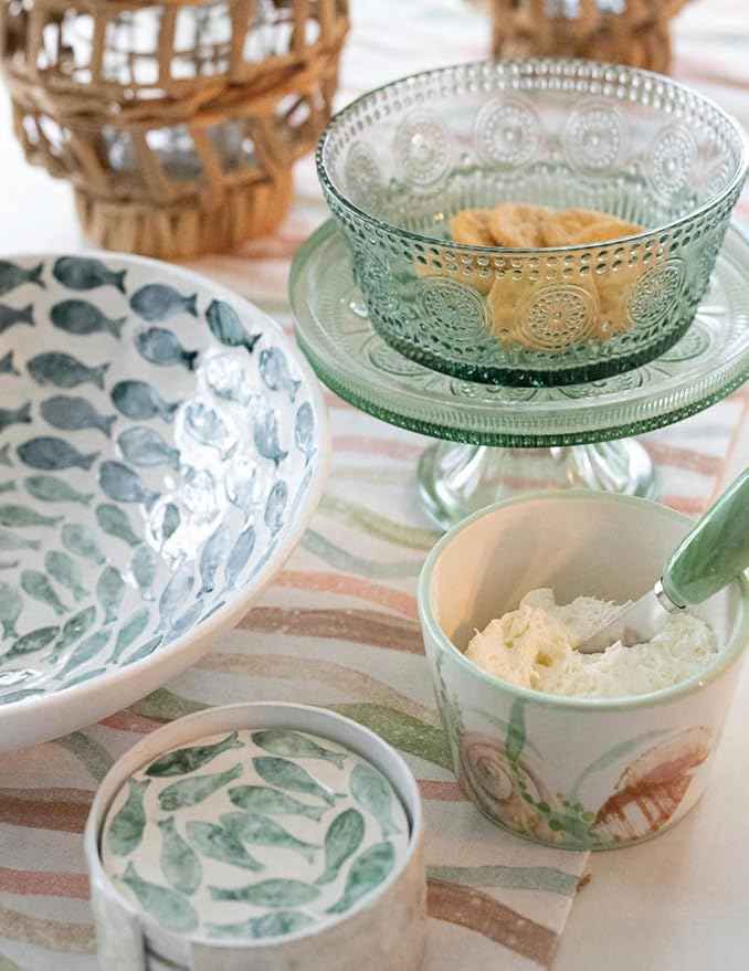 Boston International Vintage-Inspired Glass Serving Bowl with Embossed Floral Pattern for Salad Snacks Dinner, Small 4.75" x 2.25", Clear Codi
