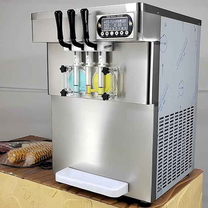 Kolice ETL certificate desktop 3 flavors countertop soft ice cream machine yogurt 2+1 mixed flavors soft ice cream machine gelato soft ice cream maker | 110V 2000W