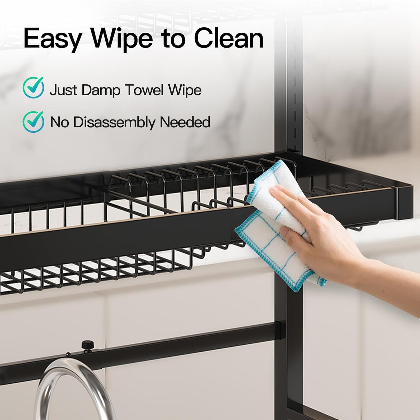 3 Tier Extra Large Stainless Steel Expandable Over The Sink Dish Drainer Drying Rack, Rust Proof Metal, Space Saving, Modern Black Big Capacity Extendable Plate Strainers Above Kitchen Counter