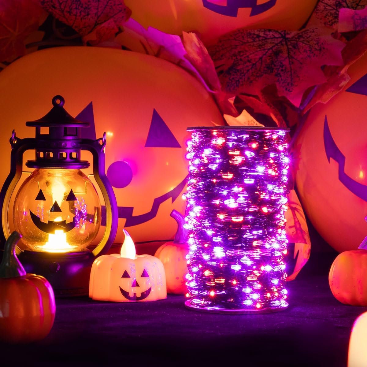 Halloween Fairy Lights 66FT 200 LED Waterproof Plug in Purple and Orange LED String Lights with Remote 8 Modes for Indoor or Outdoor, Patio, Backyard,Garden