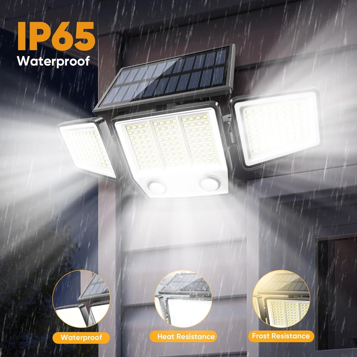 MDCMDCM Solar Motion Sensor Outdoor Lights Waterproof -Solar Lights Outdoor Waterproof Motion Sensor - 416 LEDs 3000 Lumens Super Bright