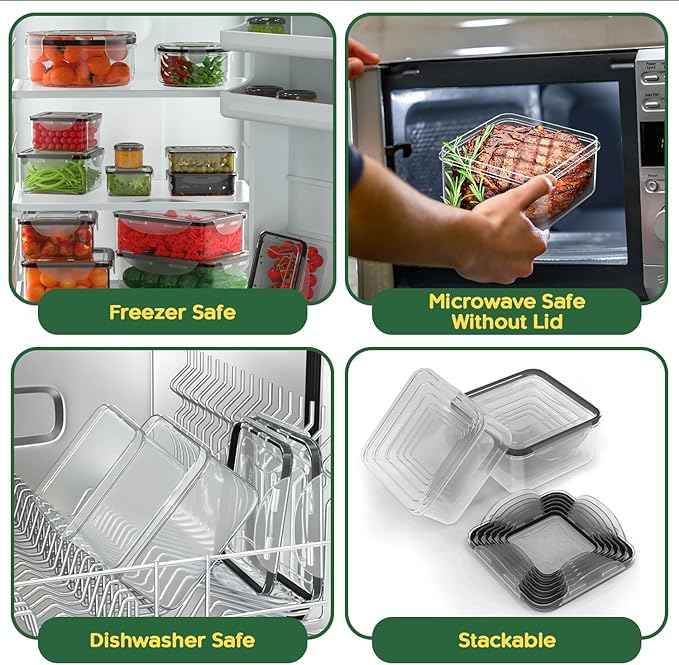 44 Pcs Food Storage Containers with Lids Airtight- (22 Stackable Boxes-22 Lids) Plastic Meal Prep Container for Pantry Kitchen Organization, Microwave, Dishwasher, Freezer Safe -100% Leak Proof