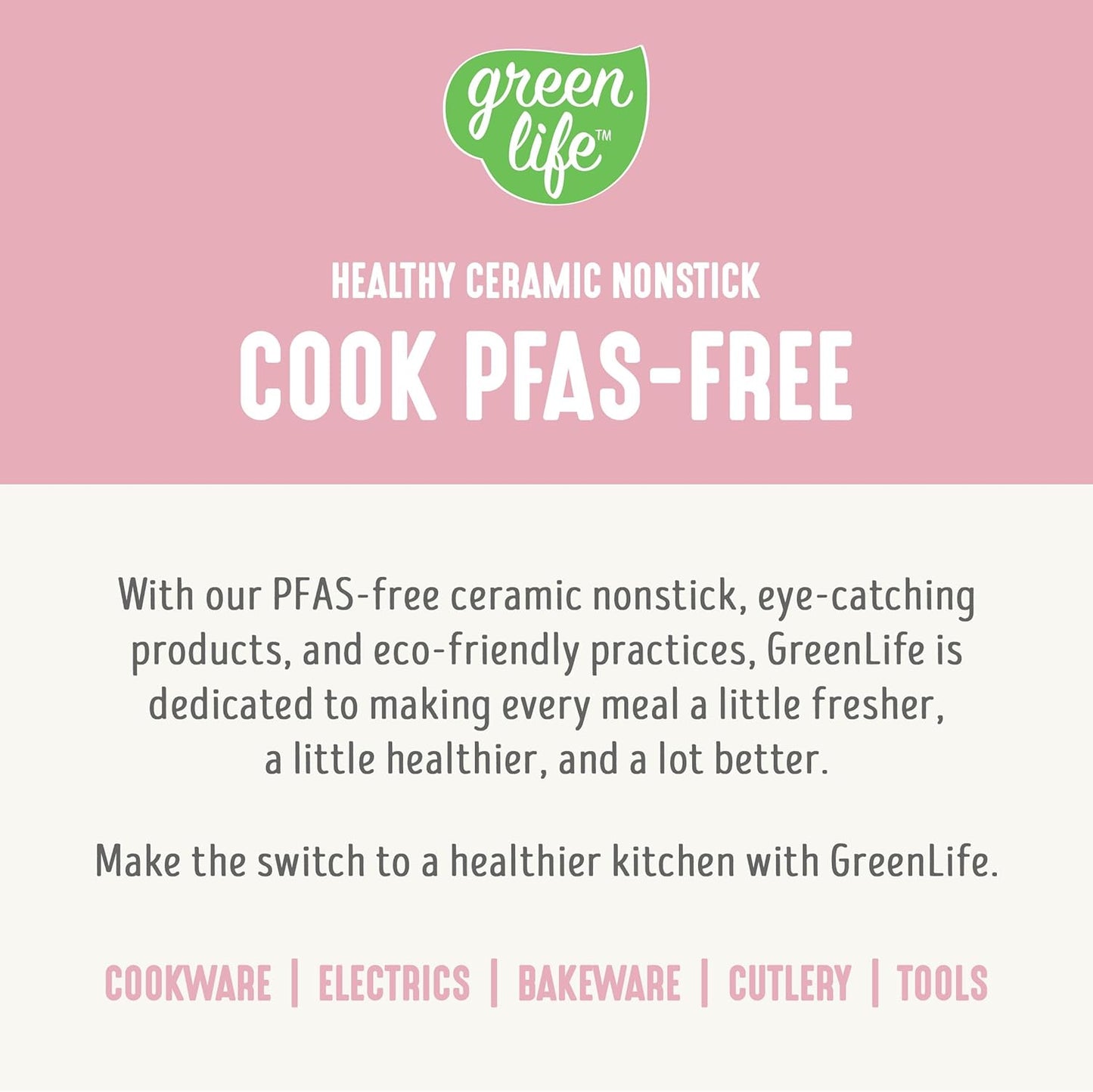 GreenLife 8 Piece Ceramic Nonstick Cookware Set, Induction Suitable Non Toxic PFAS-Free Pots & Pans, Dishwasher Safe, Cooking Set, Stock Pot, Saucepans & Frying Pans, Kitchen Cooking, Light Pink