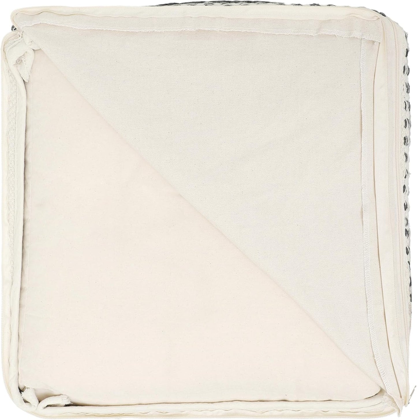 REDEARTH · Tufted Pouf Ottoman with Filler Textured Storage Cube Bean Bag Pouffe Footrest for Living Room, Bedroom, Nursery, Kidsroom; 100% Cotton (17.5"X17.5"X17.5", Chevron Gage)