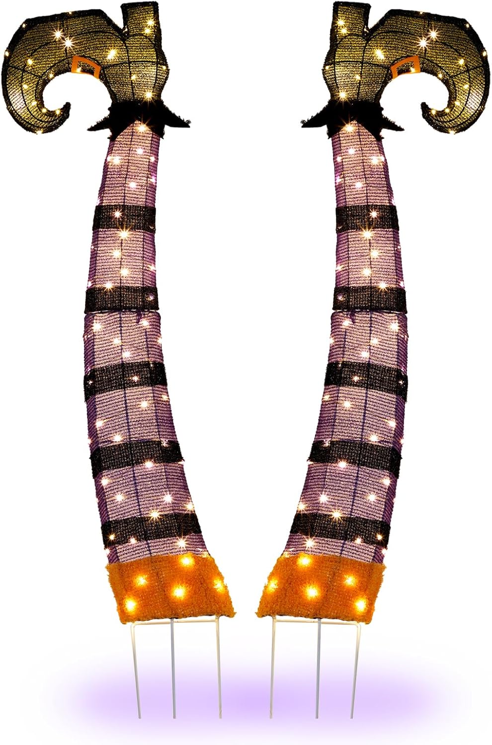 Yescom 4FT 2D Witch Legs Halloween Props Decorations Light Up with Stakes Lawn Outdoor
