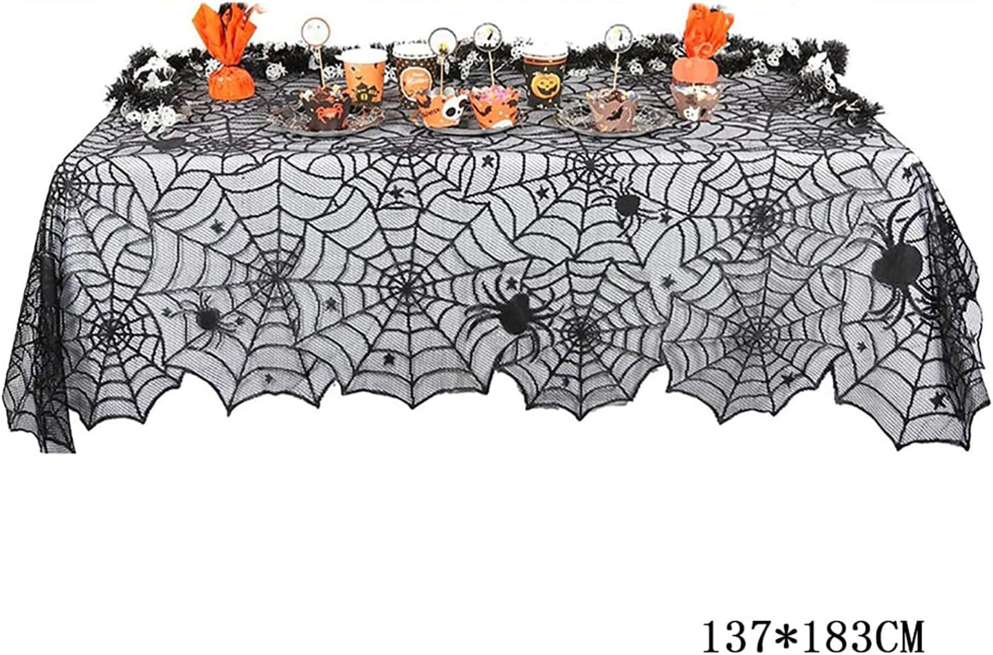 Halloween Tablecloth, Black Spider Web Lace Table Cloth, Gothic Kitchen Decor, Fall-Themed Party Decorations, Spider Web Reusable Home Accent, 54*72 Inches