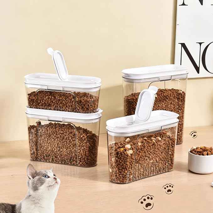 Cereal Container and Rice Storage Dispenser-Airtight Food Storage Organizers BPA-free Plastic Kitchen Pantry Storage Containers food-grade PET material Suitable for rice, grains (4L(2PC))