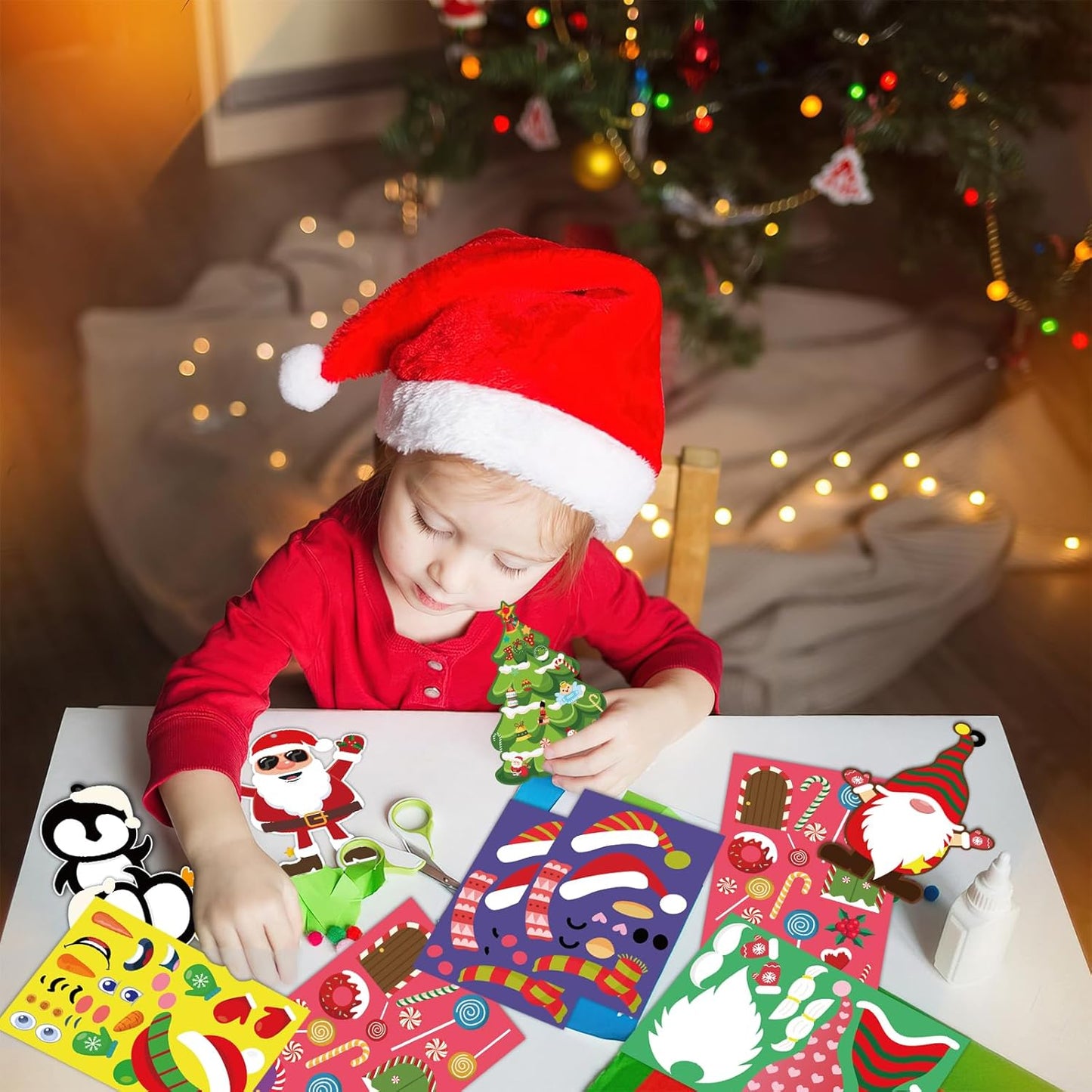 VABAMNA 36 Pack Christmas Ornament Crafts for Kids - Make Your Own Ornament Kit with Christmas Craft Stickers, Ornament Making Kit for Kids Holiday Xmas Classroom Party Favors