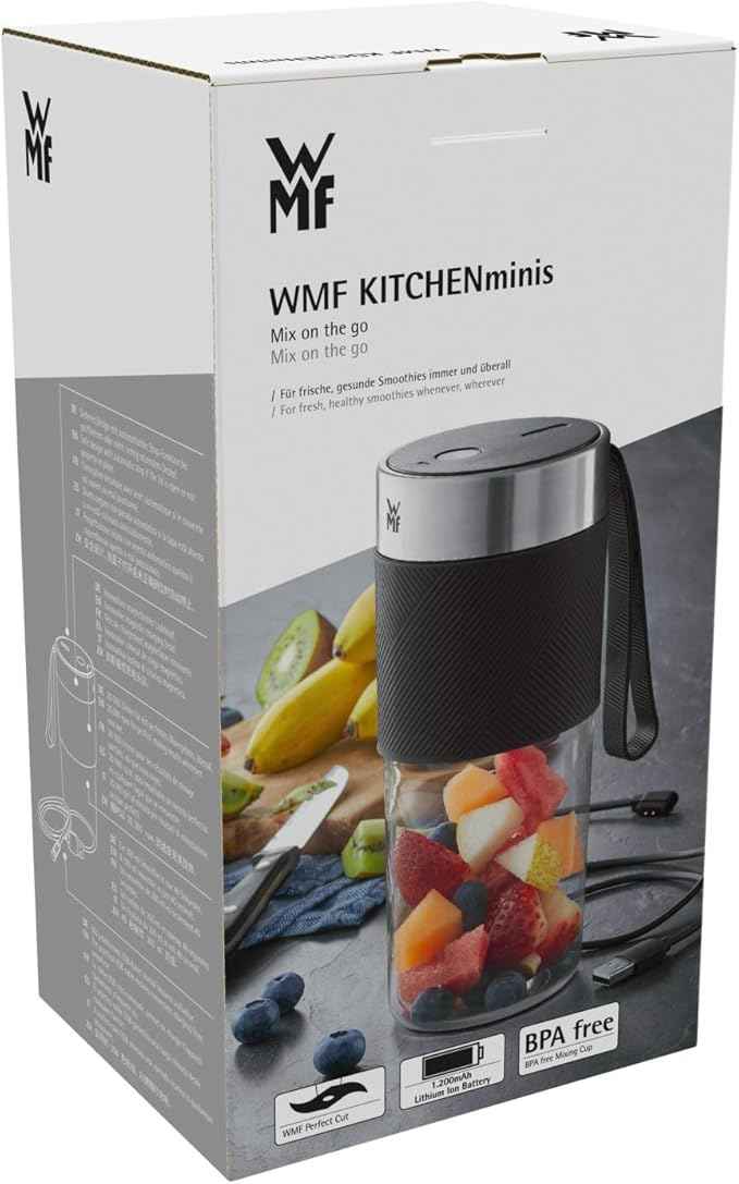 WMF Cromargan 300 ml Portable USB Rechargeable Mini Mixer, Smoothie Maker