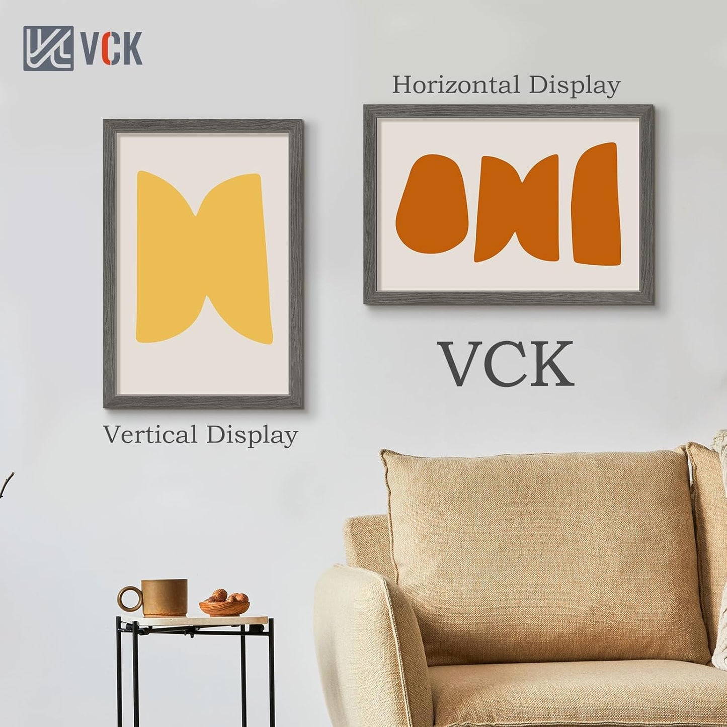 VCK 16x24 Frame Set of 3, Gray Solid Wood Poster Picture Frame, Exclusive Wood Grain, Wall Gallery Frame