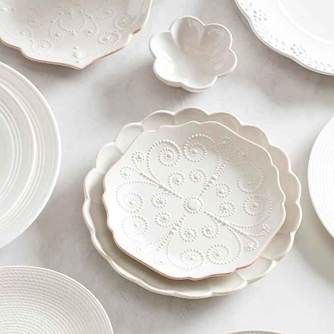 Lenox 893544 French Perle Scallop 4-Piece Accent Plate Set, Matte, Off-White