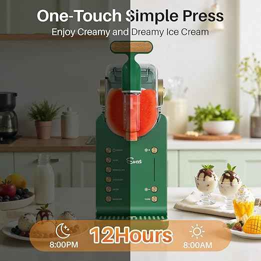 Slushie Machine for Home, Slushy Maker with No Ice Needed, Self-Cleaning, 5 Preset Functions for Soft Serve Ice Cream, Frozen Drink, Milk Shake, Margaritas, Frappe, Green