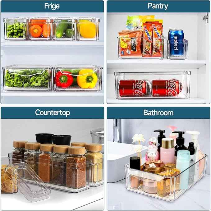 14 Pack Fridge Organizers and Storage - Refrigerator Organizer Bins with Lids, BPA-Free Fridge Organization, Fruit Storage Containers for Fridge, Vegetable, Food, Drinks, Cereals, Clear