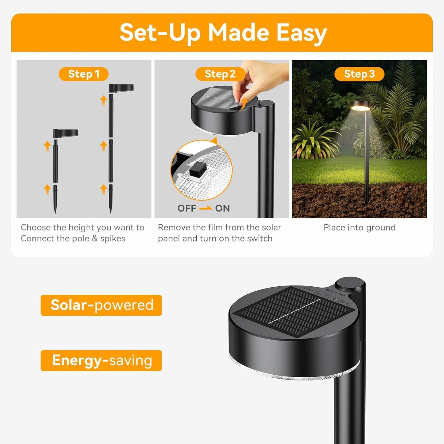 8 Pack Solar Pathway Lights Outdoor, 12 Brighter LED Solar Lights Outdoor Waterproof, Up to 12 Hrs Modern Path Light for Yard Garden Walkway Driveway Lawn (8 Pack)