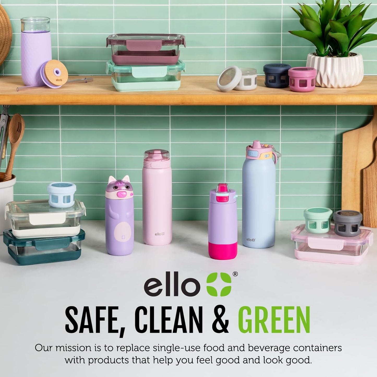Ello Duraglass 3.4 Cup Meal Prep Sets 10Pc, 5 Pack Set- Glass Food Storage Container with Silicone Sleeve and Airtight BPA-Free Plastic Lids, Dishwasher, Microwave, and Freezer Safe, Melon