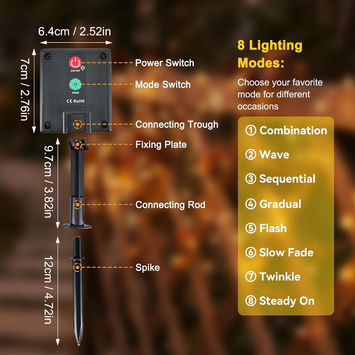 Solar String Lights 2 Pack Total 66FT 200LED Solar Fairy Lights Outdoor Waterproof 8 Lighting Modes Twinkle Lights for Patio, Garden Yard Party Wedding Tree Christmas Halloween Decoration, White
