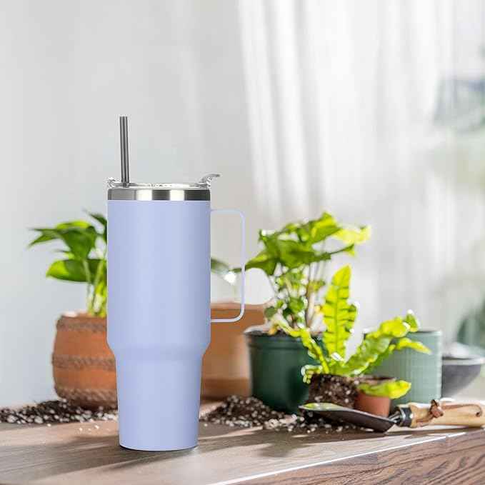 HASLE OUTFITTERS 40 oz Stainless Steel Tumbler with Handle, Vacuum Insulated Tumblers Bulk, Reusable Double Wall Travel Coffee Mug, Durable Powder Coated Water Bottle(Blue, 1)