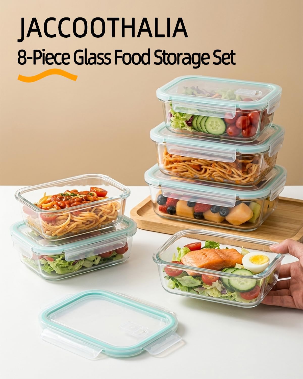 8 Pack Glass Meal Prep Containers with Lids, Glass Food Storage Containers with Airtight Vent Hole Lids, Lunch Containers Sets with lids Glass, Microwave Oven Freezer Dishwasher Safe