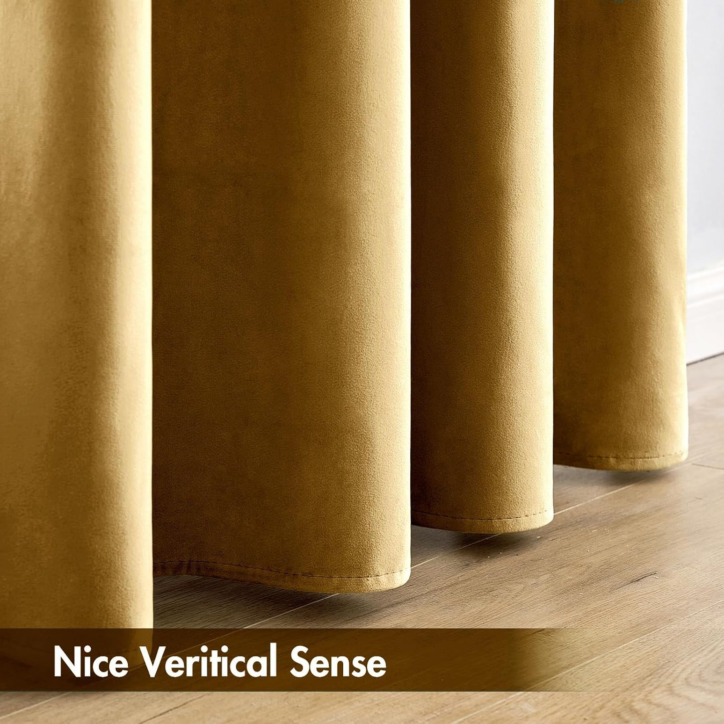 MIULEE Gold Velvet Curtains Thermal Insulated Blackout Curtain Drapes for Bedroom Living Room Darkening 96 Inches Long Curtains Panels Rod Pocket Set of 2