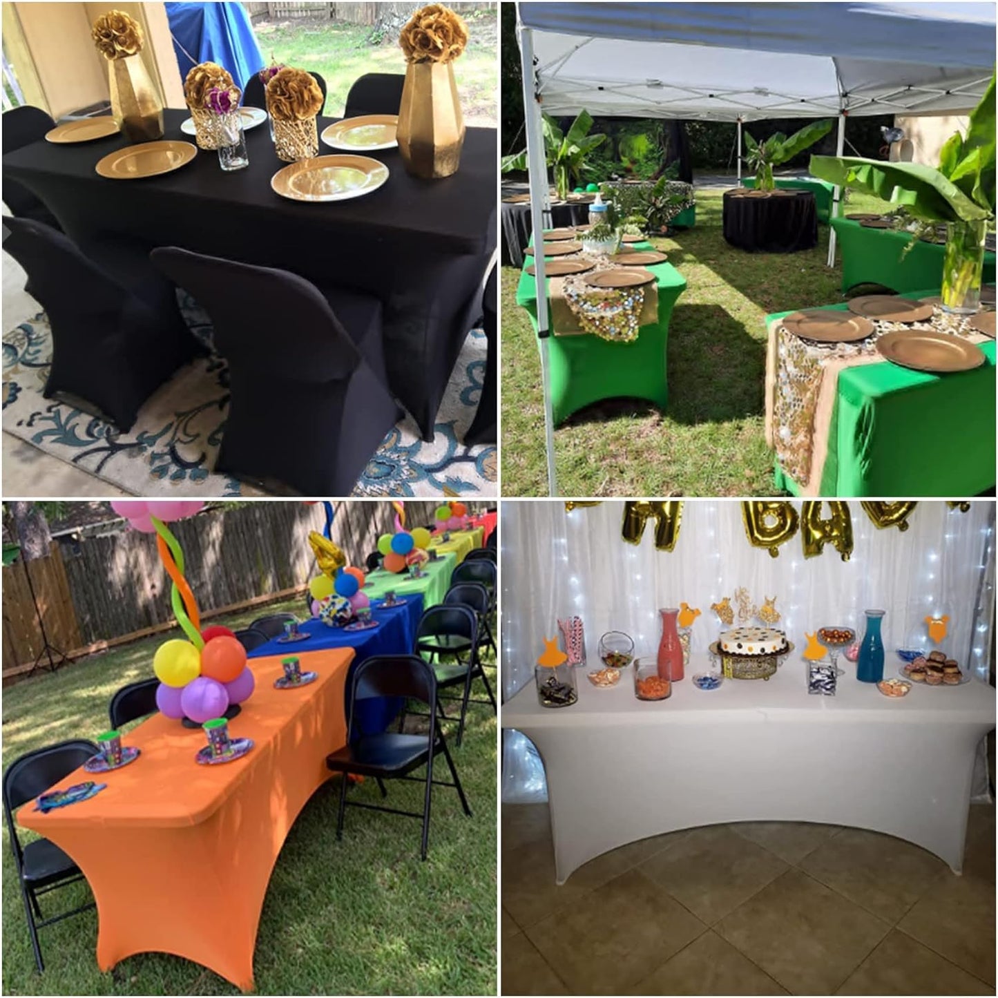 2Pack Spandex Waterproof Table Covers 4ft,Spandex 4ft Waterproof Table Cover for Party,Wedding, Banquet, and Events(Orange)