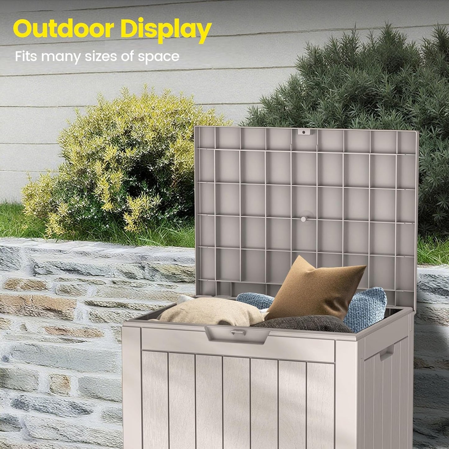 31 Gallon Outdoor Storage Box - Waterproof Resin Deck Box for Indoor & Outdoor Use, Lockable & UV Resistant Storage Bin for Package Delivery, Patio Cushions, Gardening Tools - Grey