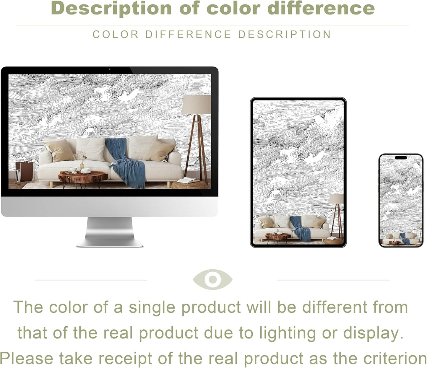 Black and White Cloud Wallpaper Wall Mural for Bedroom Living Room(Not Peel n' Stick)