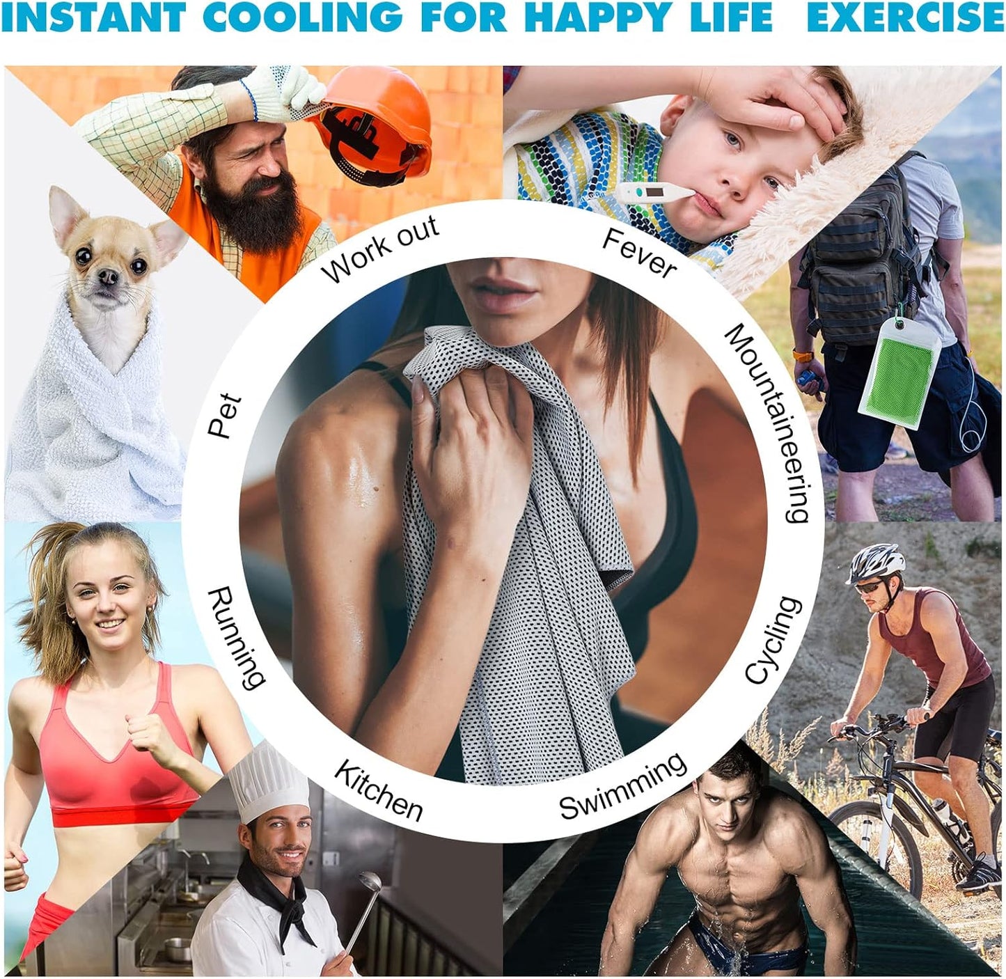 Honoson 20 Packs Cooling Towel Ice Towel Microfiber Sports Towel Breathable Chilly Towel with Bag Wet Towel for Neck Men Women Stay Cool Yoga Gym Golf Workout Travel Camping Beach Accessories