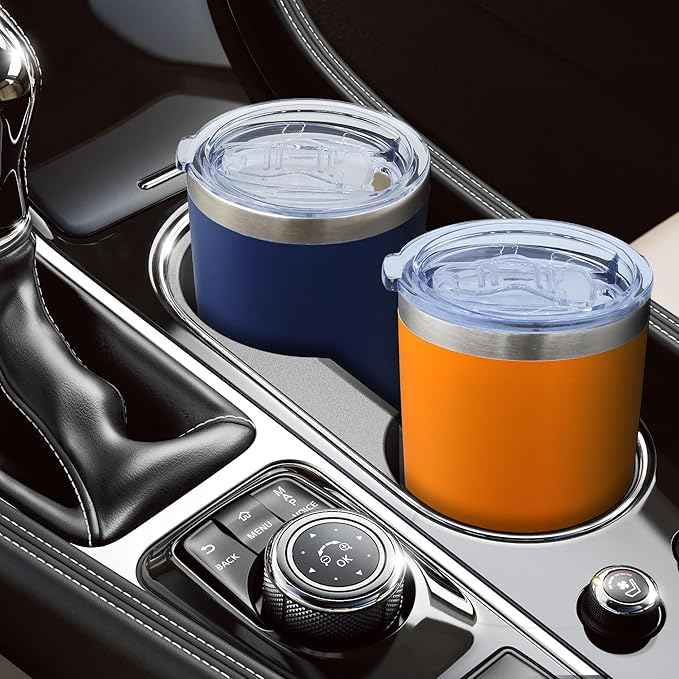 AIANJI 20oz Tumbler Bulk Stainless Steel Tumblers with Lid Vacuum Insulated Double Wall Travel Coffee Mug Powder Coated Tumbler Cup for Hot and Cold Drinks(Orange, 1 pack)