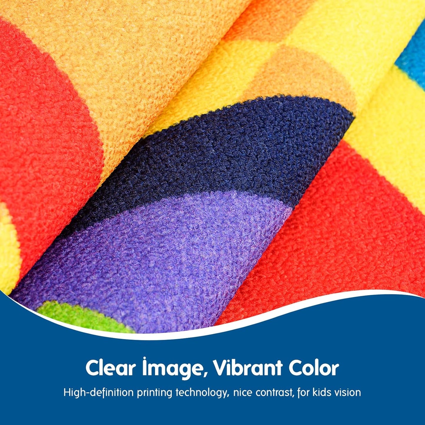 Booooom Jackson Seating Classroom Rug for Kids Room Seating Décor, 7'54''x13'12'' Vibrant Geometric Patterns Large Preschool Carpet Seating Rug for Teaching and Playroom, Non-Slip Rubber Backing