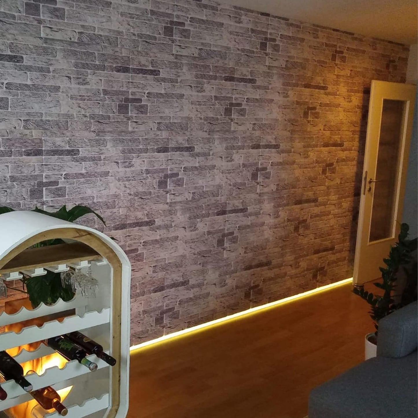 Dundee Deco 3D Wall Panels Faux Brick - Cladding Light Grey Stone Look Wall Paneling, Styrofoam, Sample, Size 10 x 10 in.