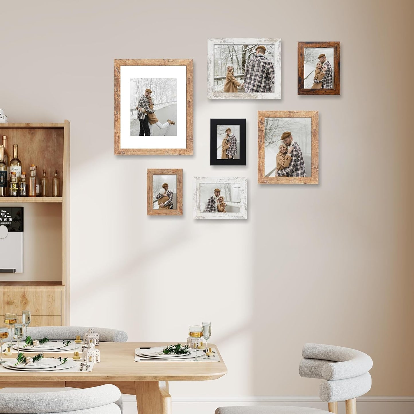 iRahmen 8x10 Picture Frame Set of 6, Brown Rustic Frame with High Definition Real Glass, 8 x 10 Wood Photo Frames for Tabletop Display and Wall Mounting