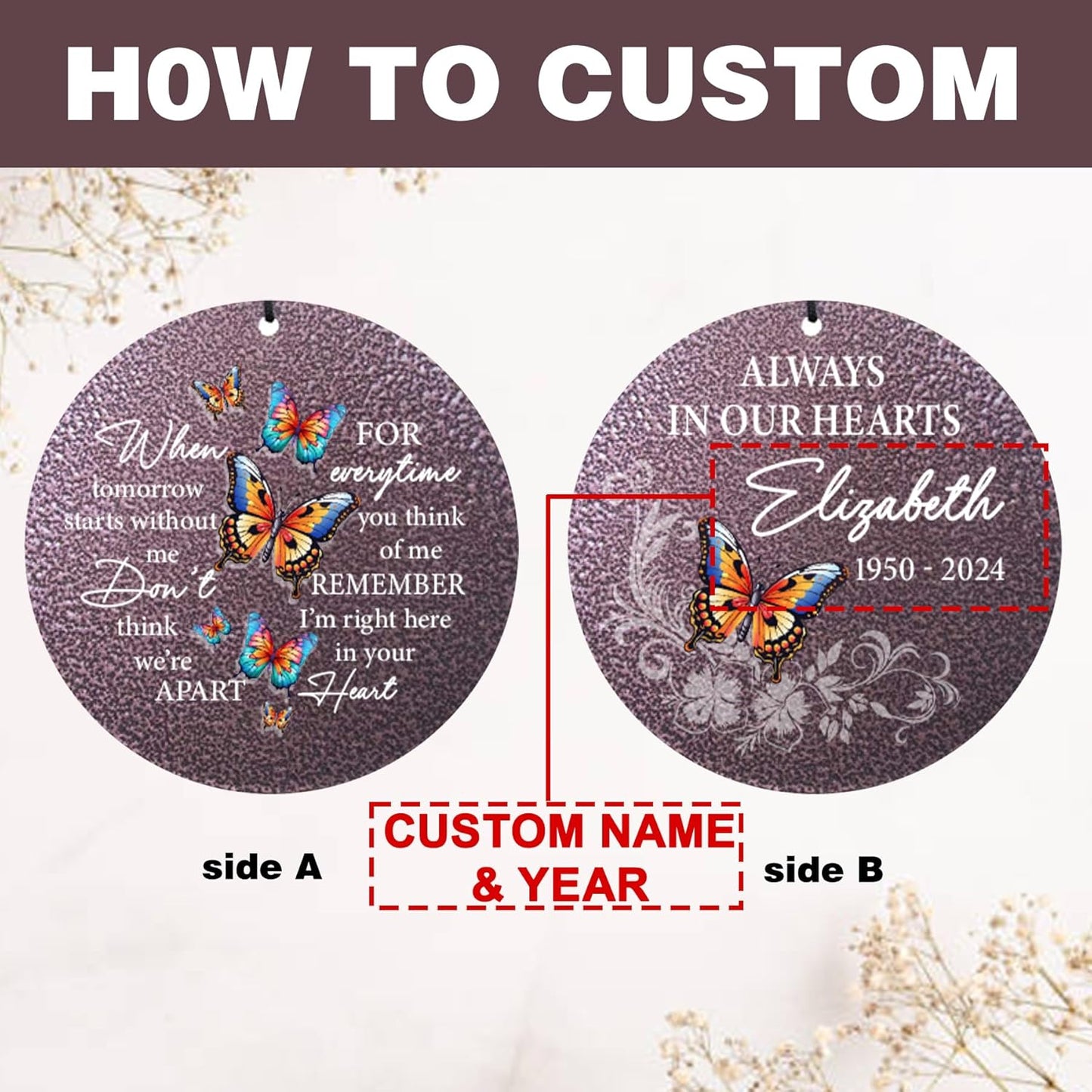 ASTARIN 36" Large Deep Tone Personalized Sympathy Wind Chimes, Memorial Wind Chime for Loss of Mother Father Loved One, Bereavement Gifts Decor Outdoor Patio Garden Graveyard